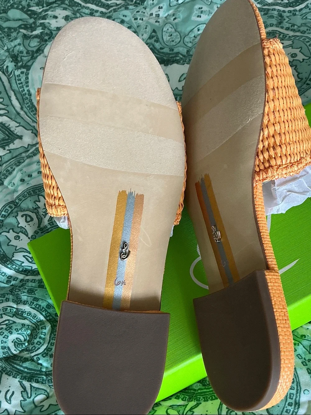 Sam Edelman Orange Woven Slide Sandals - Picture 3 of 5